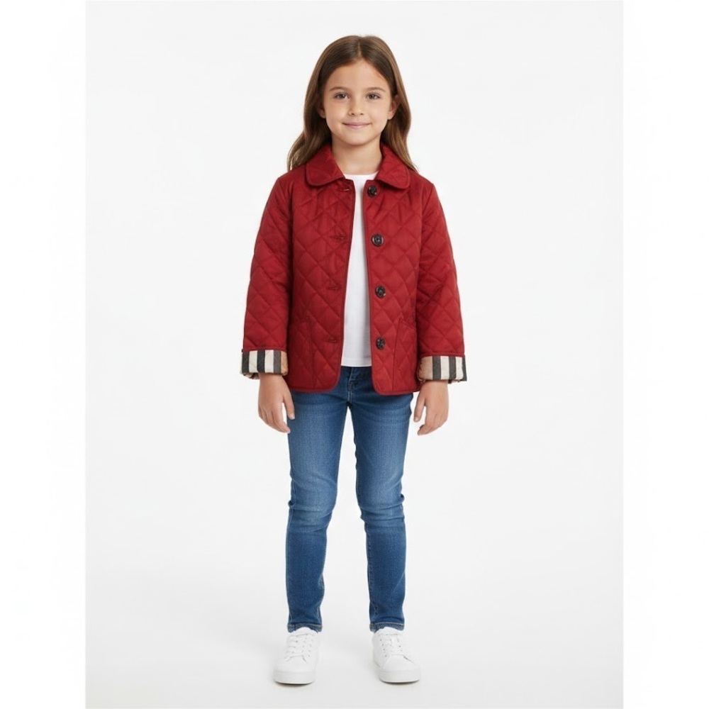 Burberry Kids Red Quilted Puffer Jacket